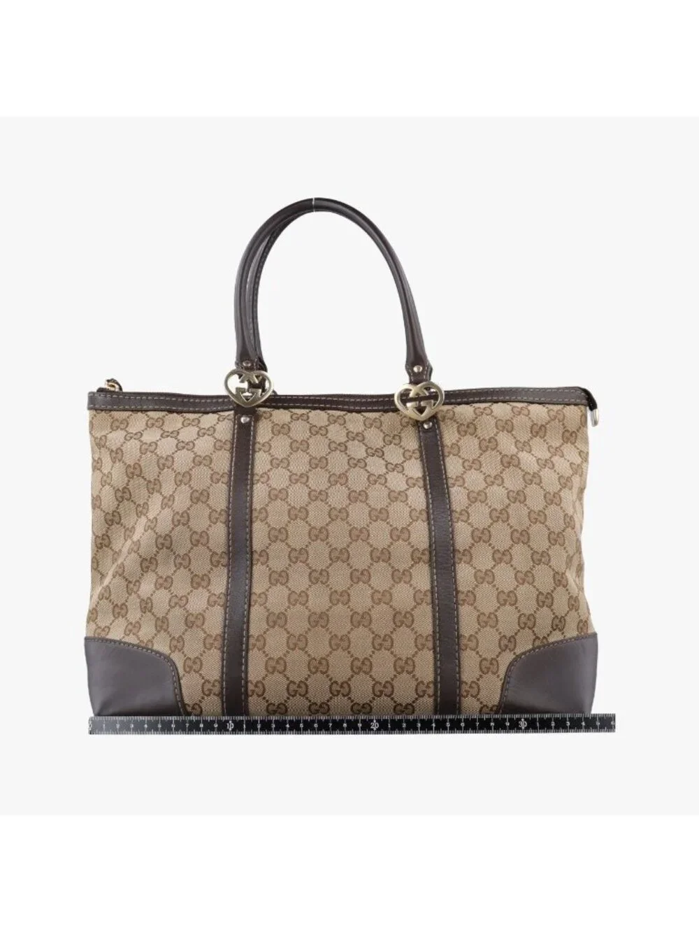 Gucci Brea Brown GG Canvas Leather Handbag